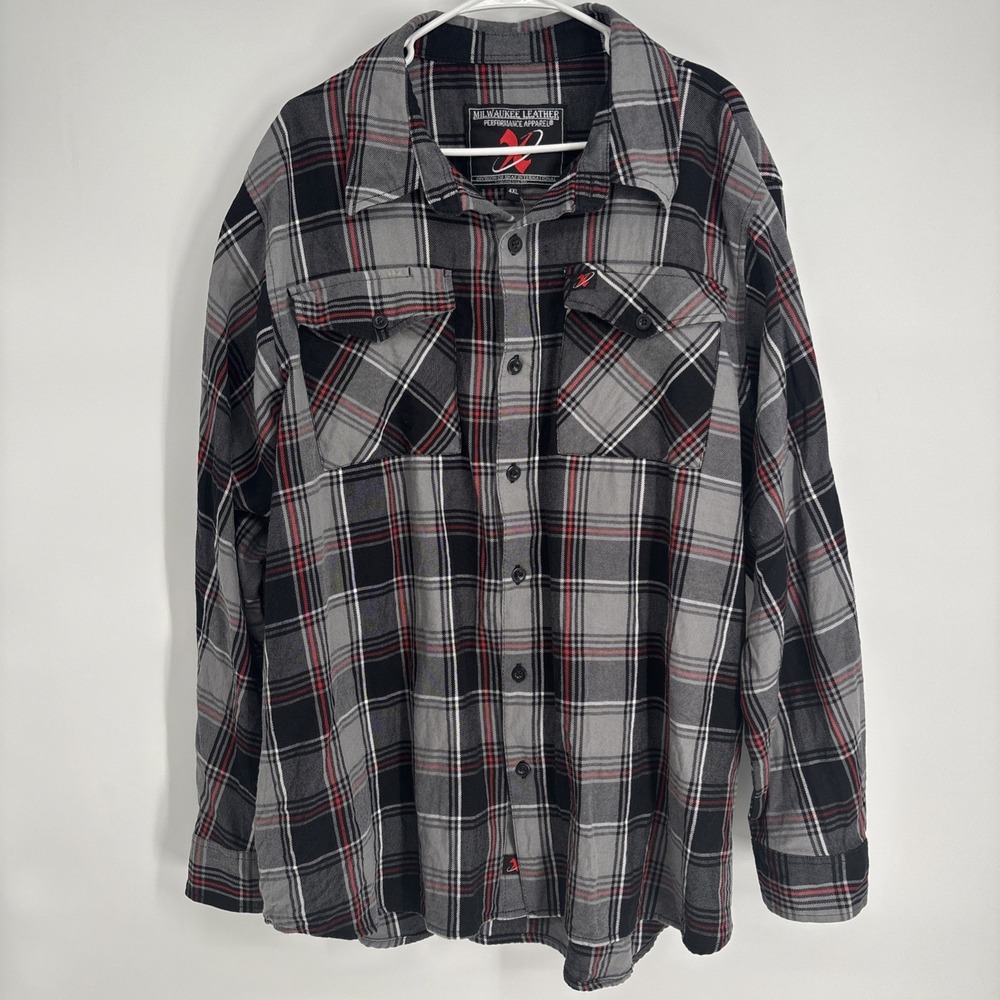 MILWAUKEE LEATHER Men's Plaid Flannel Shirt Performance Apparel Motorcycle 4XL